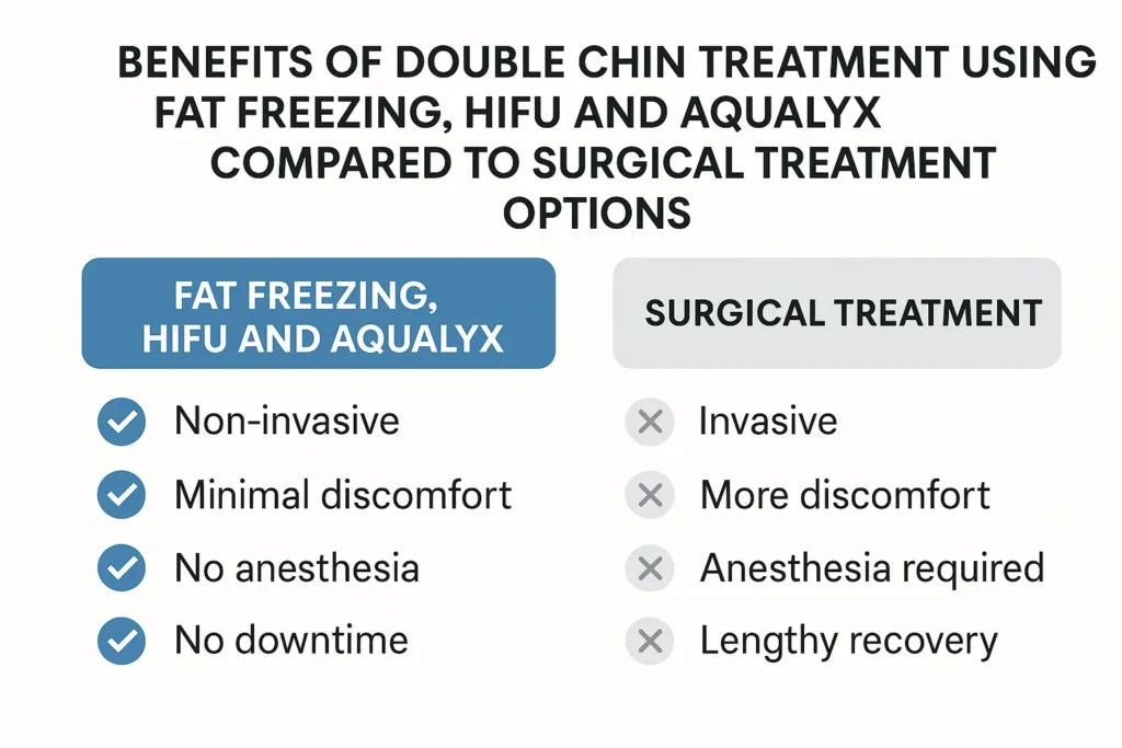 Graphic about the benefits of double chin treatment Wrexham - from LA LIPO