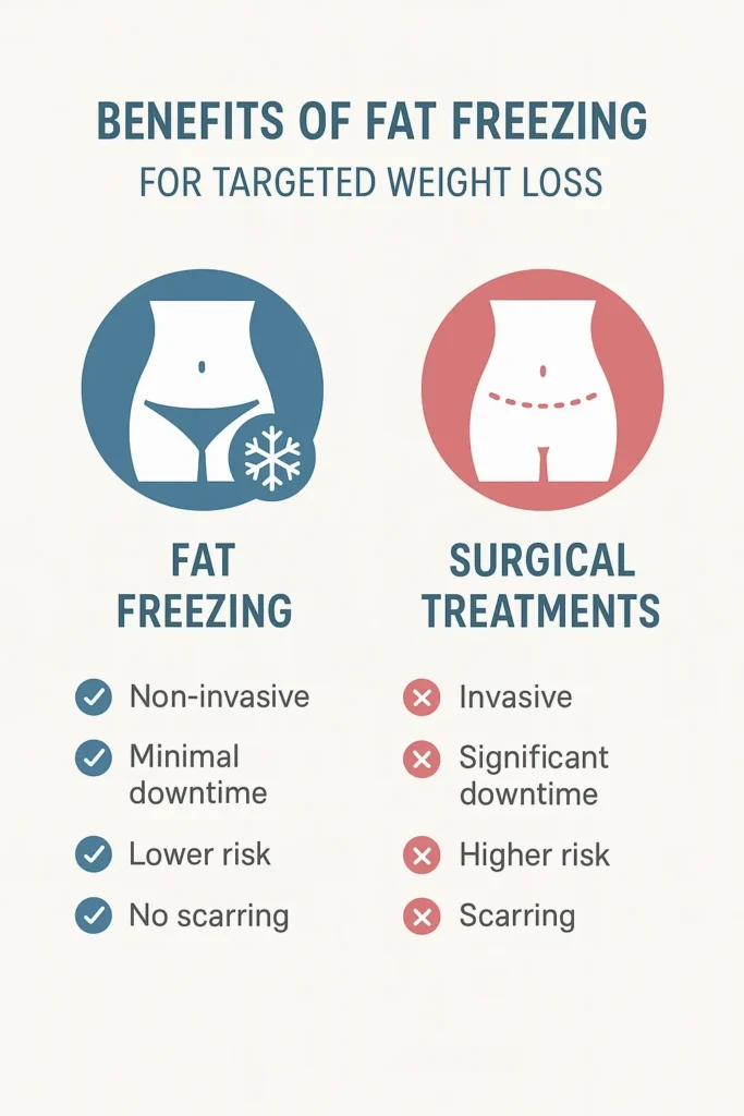 graphic showing the benefits of fat freezing Wrexham